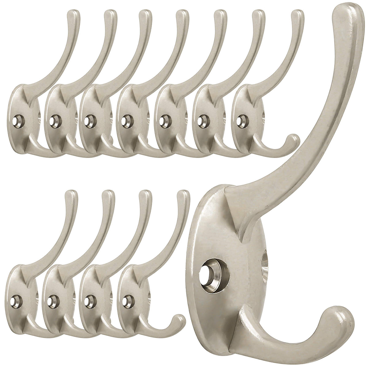 IBosins 32 Pack Black Double Coat Hooks Wall Mounted with 64 Screws
