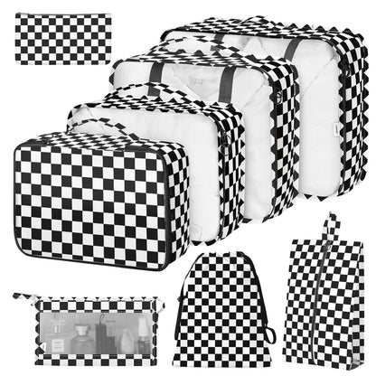 8 Set Packing Cubes for Suitcases,Suitcase Organizer with Shoe,Cosmetics,Clothing, and Accessories Bags for Travel Luggage Organizer Women Men(Pink Bows)