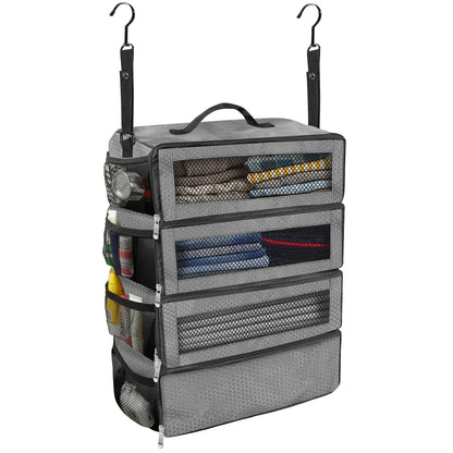 Olosar Suitcase Organizer, Travel Luggage Organizer Portable Hanging Travel Shelves Collapsible Hanging Packing Cubes for Carry on Suitcase