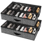 homyfort Under Bed Shoe Storage Organizer for Closet Fits 24 Pairs-Sturdy Underbed Shoe Storage Box Bins,Set of 2 (Linen-like Black)