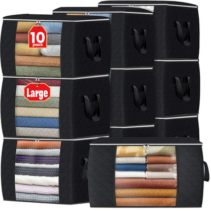Fab totes 6 Pack Storage Bags for Clothes Blanket Storage Bins with Lids
