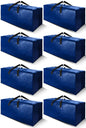Cosy Family 8 Pack Heavy Duty Extra Large Moving Bags with Backpack Straps - Strong Handles & Zippers, Storage Totes For Space Saving, Fold Flat, Alternative to Moving Box (Set of 8, Blue)