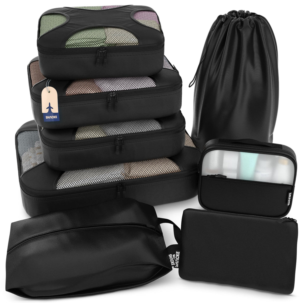 Shacke 5 Set Packing Cubes for Travel with Laundry Bag (Green Grass)