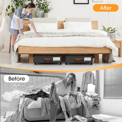 Under Bed Storage with Wheels 2Pack Storage Containers with Clear Window