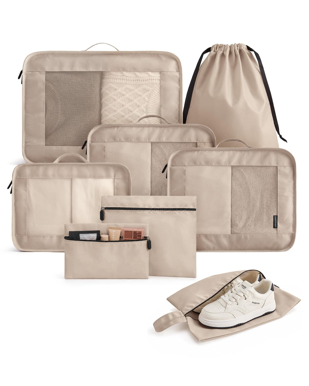 LIGHT FLIGHT 8 Set Packing Cubes for Travel, Cruise Ship Travel Essentials
