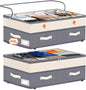 Dolicer 2 Pack Under Bed Storage with Wheels, 6in-10in Height Adjustable Underbed Storage Containers, 92L XXXL Under Bed Drawers Rolling Bin with Clear Lids for Dorm Shoes Clothes Organizers(Grey)