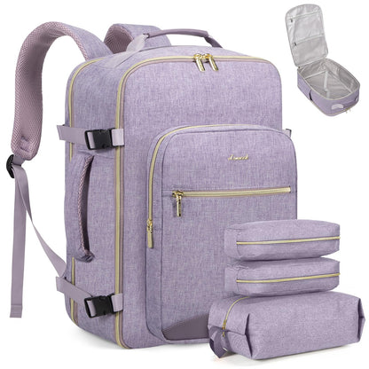LOVEVOOK 40L Travel Backpack Flight Approved Carry on Backpack,3 Packing Cubes,Waterproof Personal Item Travel Bag,TSA Carry on Luggage Suitcase Travel Essentials,Gifts for Women & Men,fits 17" Laptop