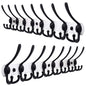 Dseap Coat Rack Wall Mounted - 5 Tri Hooks, Heavy Duty, Stainless Steel, Metal Coat Hook Rail for Coat Hat Towel Purse Robes Mudroom Bathroom Entryway (Black, 2 Packs)