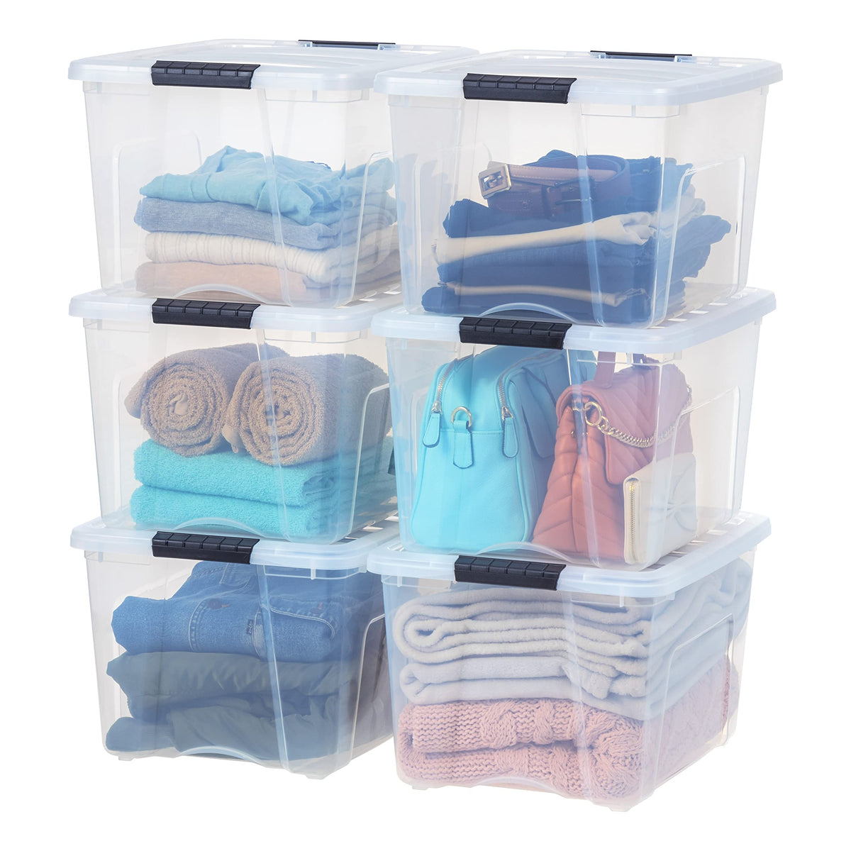 IRIS USA 6-Pack 54 Quart Storage Bins with Lids, Clear