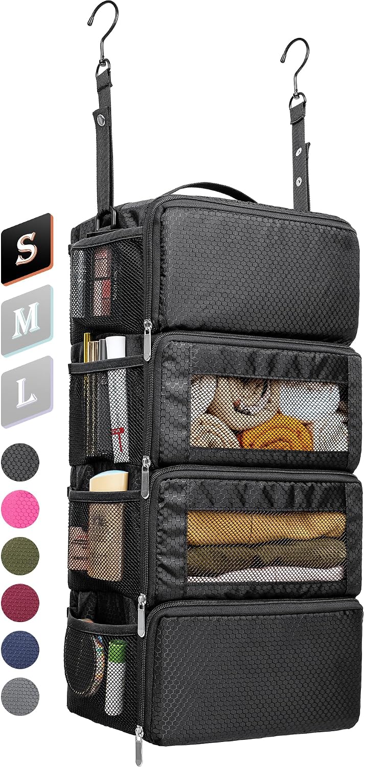 Suitcase Organizer, Hanging Travel Luggage Organizer Shelves Carry On Bag