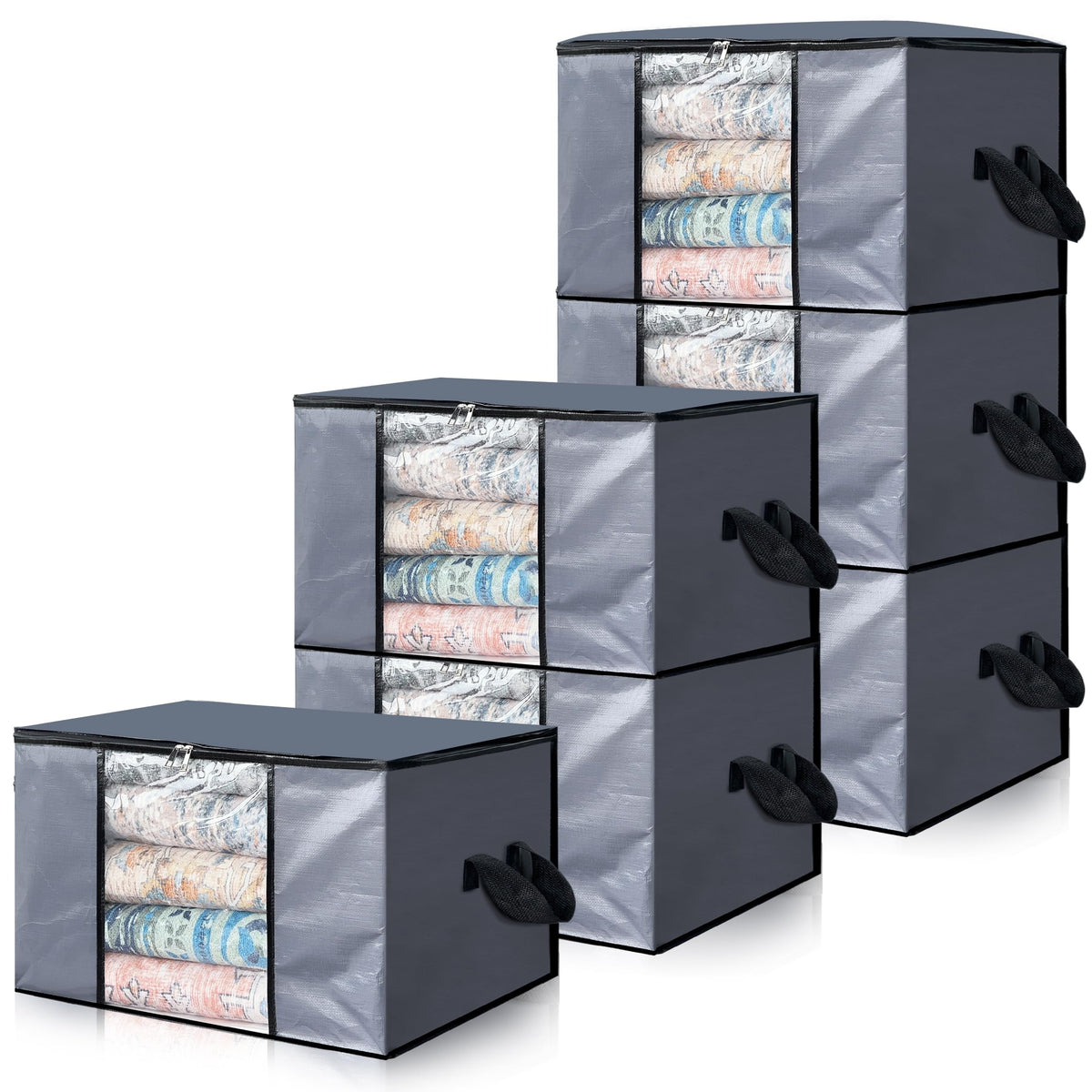 Cosy Family 8 Pack Heavy Duty Extra Large Moving Bags with Backpack Straps - Strong Handles & Zippers, Storage Totes For Space Saving, Fold Flat, Alternative to Moving Box (Set of 8, Blue)