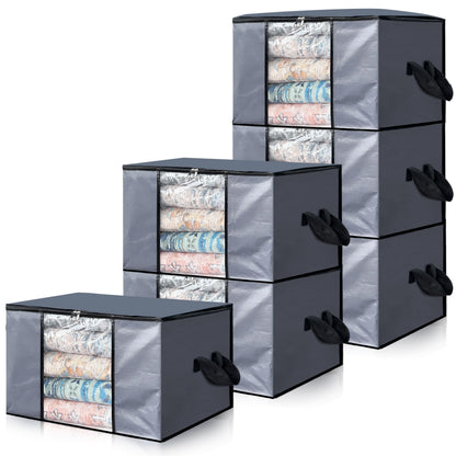 Cosy Family 8 Pack Heavy Duty Extra Large Moving Bags with Backpack Straps - Strong Handles & Zippers, Storage Totes For Space Saving, Fold Flat, Alternative to Moving Box (Set of 8, Blue)
