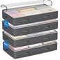 Budding Joy 95L Under Bed Storage Containers, 6 Pack Storage Bins, Grey