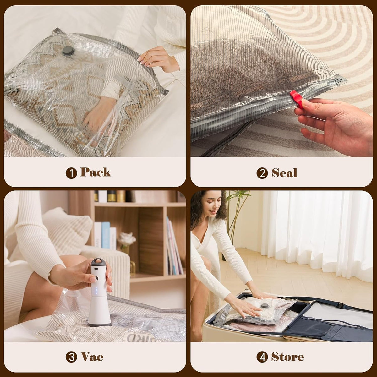 Vacbird Travel Vacuum Bags with Rechargeable Pump, Carry-On Space Saver