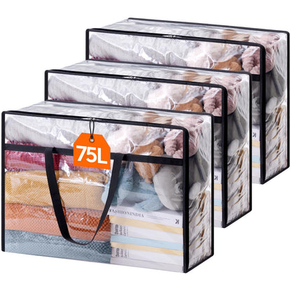 Lifewit 45L Clear Clothes Storage Bags,Plastic Foldable Blanket Storage Bag