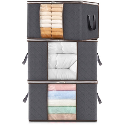 Lifewit 6 Pack Clothes Storage Bins with Lids, Foldable Blanket Storage Bags with Zippers, Clear Window and Reinforced Handles, Closet and Organization for Clothing, Sweater, Comforter, Bedding