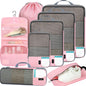 BAGAIL 4 Set/6 Set/8 Set Compression Packing Cubes Travel Accessories Expandable Packing Organizers (Half Mesh, 6-Black)