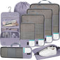BAGAIL 4 Set/6 Set/8 Set Compression Packing Cubes Travel Accessories Expandable Packing Organizers (Half Mesh, 6-Black)