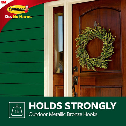 Command Outdoor Metallic Bronze Hooks, 3 Hooks, 4 Strips