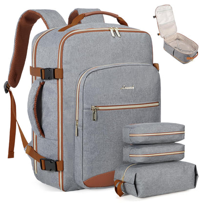 LOVEVOOK 40L Travel Backpack Flight Approved Carry on Backpack,3 Packing Cubes,Waterproof Personal Item Travel Bag,TSA Carry on Luggage Suitcase Travel Essentials,Gifts for Women & Men,fits 17" Laptop