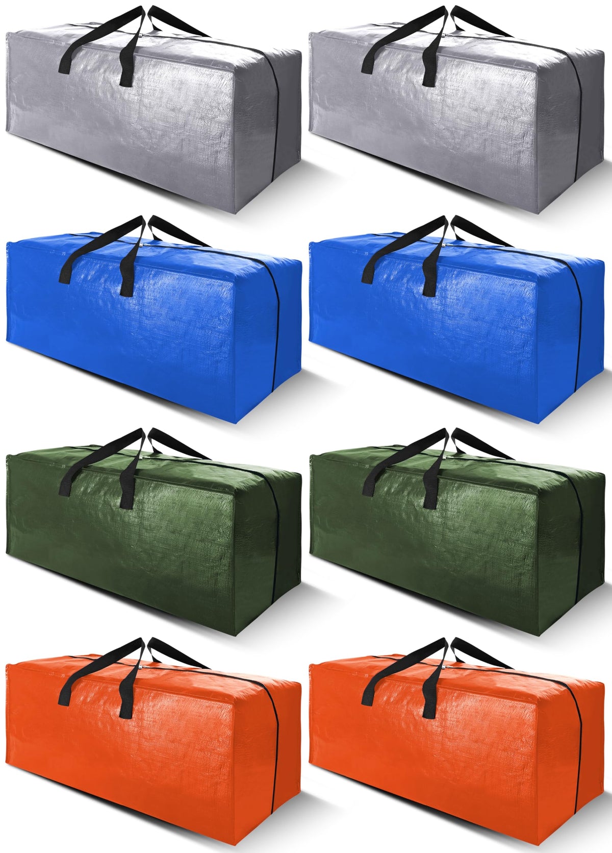 Cosy Family 8 Pack Heavy Duty Extra Large Moving Bags with Backpack Straps - Strong Handles & Zippers, Storage Totes For Space Saving, Fold Flat, Alternative to Moving Box (Set of 8, Blue)