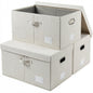 PRANDOM Large Collapsible Storage Bins with Lids [3-Pack] Linen/Cotton Blend Foldable Storage Boxes Organizer Containers Baskets Cube with Cover for Home Bedroom Closet Office Nursery(17.7x11.8x11.8)