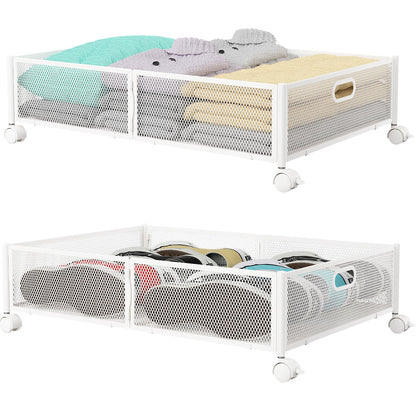 PHINOX Under Bed Storage Container with wheels,Patterned,Metal,2 Pack,Black