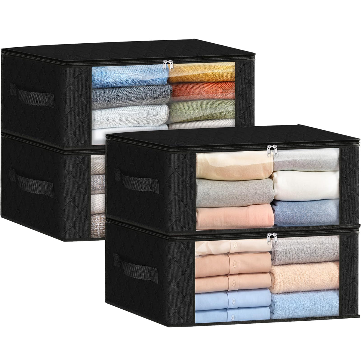 Fab totes 6 Pack Storage Bags for Clothes Blanket Storage Bins with Lids