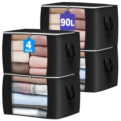 90L Large Storage Bags, 6 Pack Clothes Storage Bins Closet Organizers