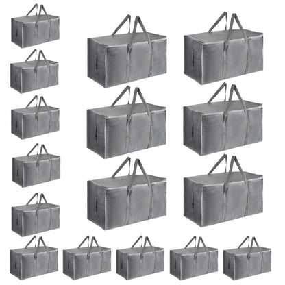 Moving Bags Extra Large 8 Pack - Heavy Duty Storage Totes with Wrap-Around Handles & Reinforced Zippers - Foldable Moving Box Alternative, Water-Resistant for Dorm, Closet & Under Bed Storage (Clear)