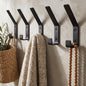 Decorative Coat Hooks Set of 5 for Wall Mount - Sturdy Black Metal Double
