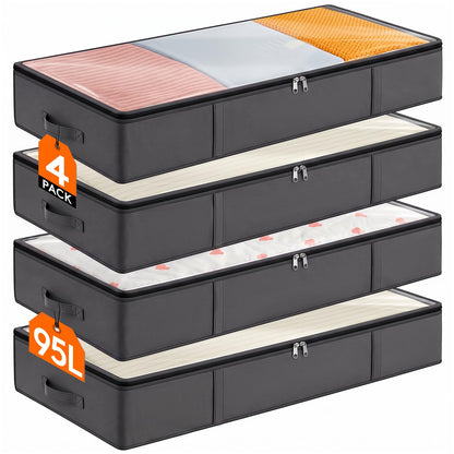 Lifewit 95L 4 Pack Under Bed Storage Container, Blanket Organizer, Gray