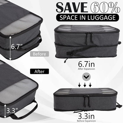 Compression Packing Cubes for Travel Packing Organizers, Mesh Black, XL