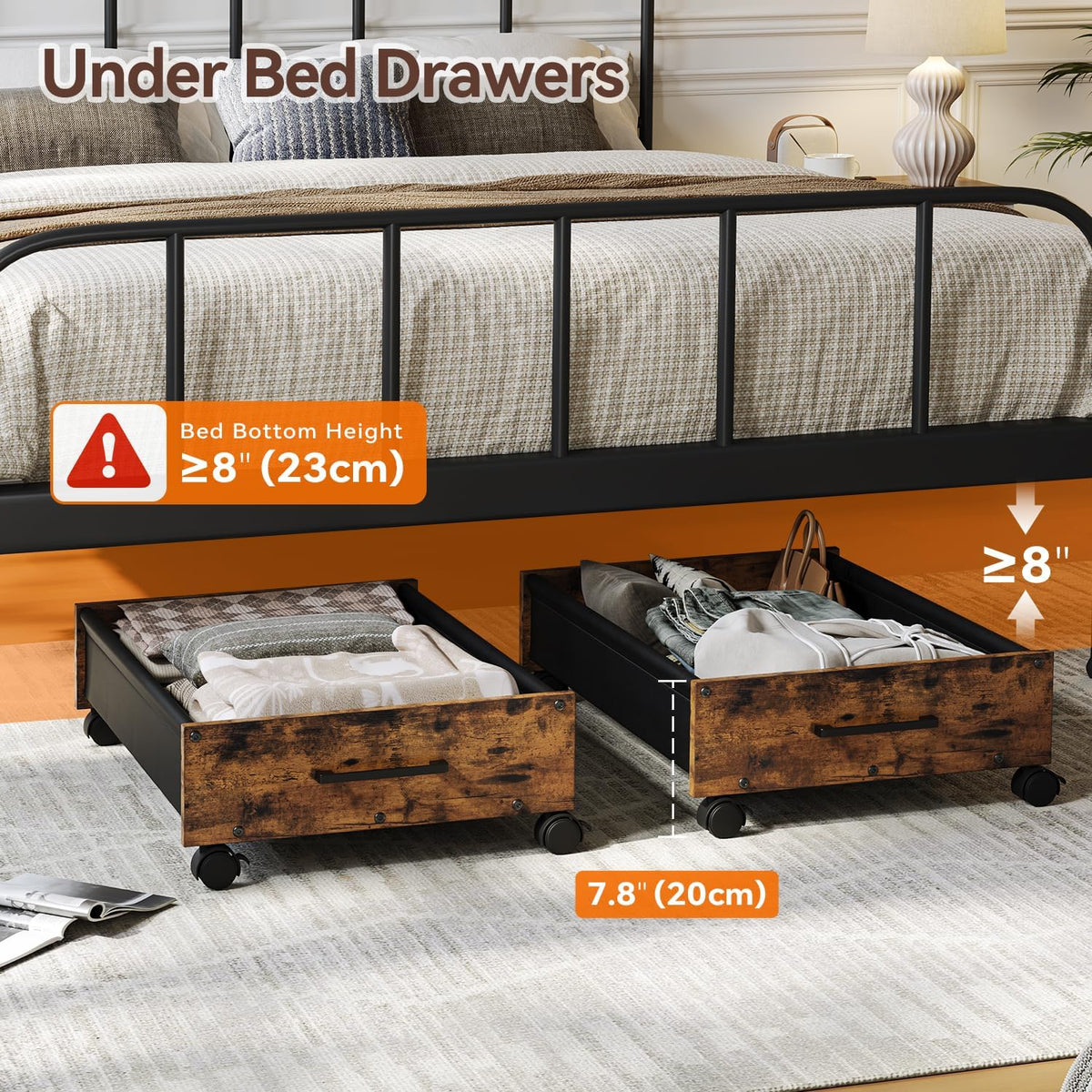 Wooden Under Bed Storage Drawer with Wheels for Space-Saving Storage