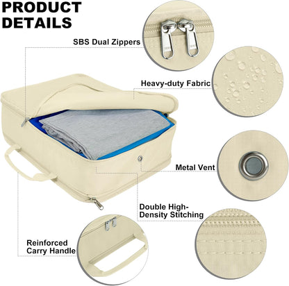 Compression Packing Cubes Travel Packing Suitcase Organizer Bags, Beige