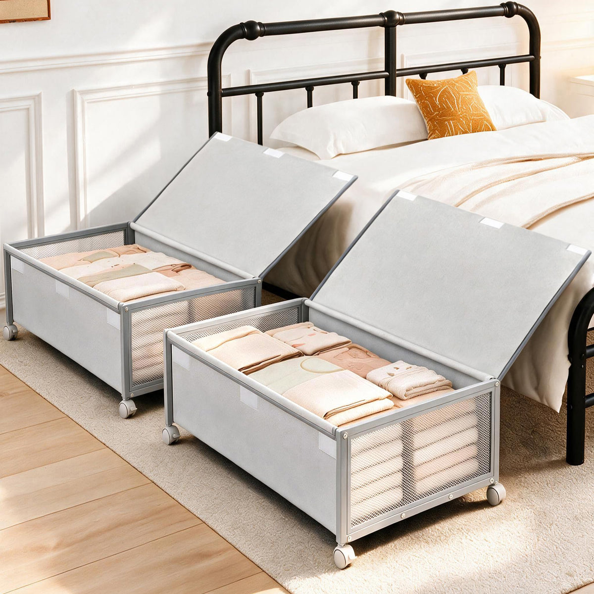 Fokyfok 2Pack Under Bed Storage Containers,12 inch Height,31 inch Long