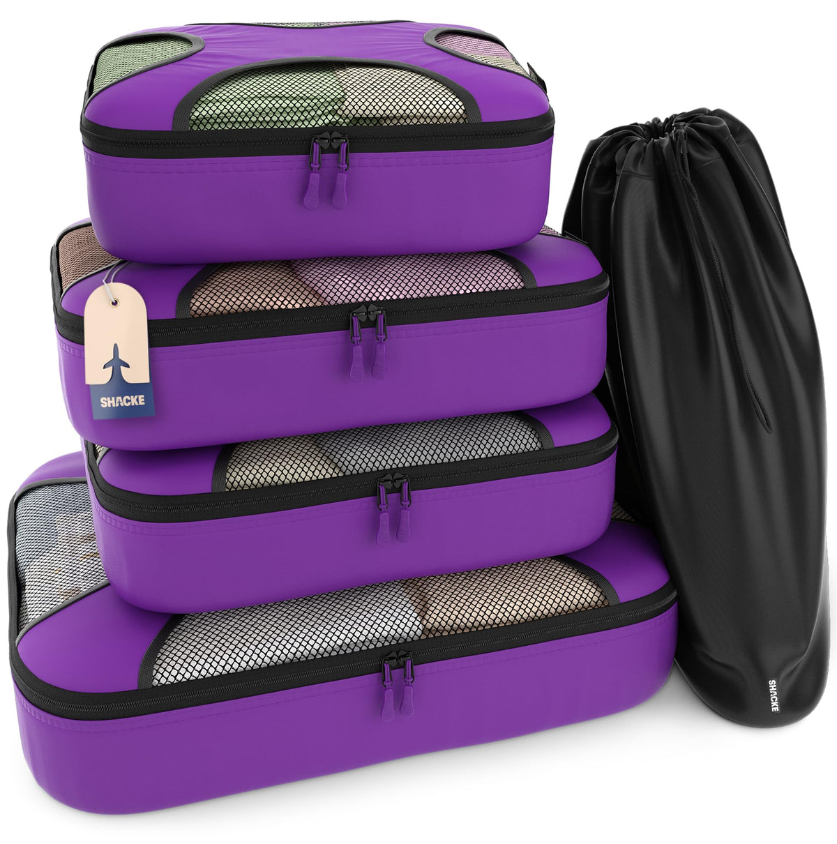 Shacke 5 Set Packing Cubes for Travel with Laundry Bag (Green Grass)