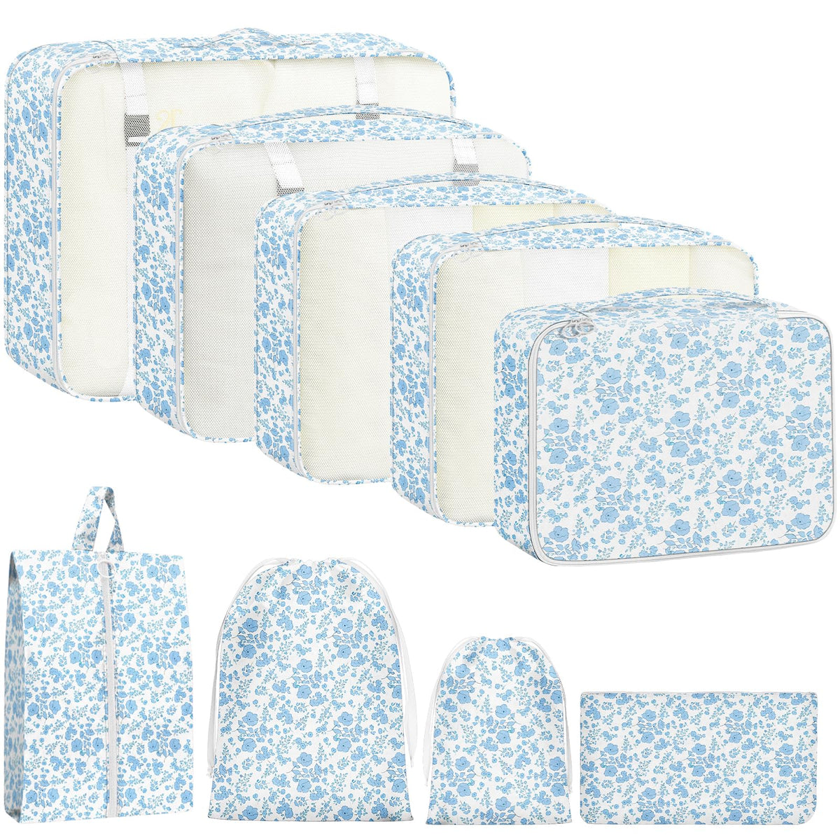 9 Set Packing Cubes for Travel Essentials - Lightweight Carry-On Luggage Organizer Bags with Shoe, Clothes & Laundry Bags for Airplane, Family & Business Travel, Leopard print
