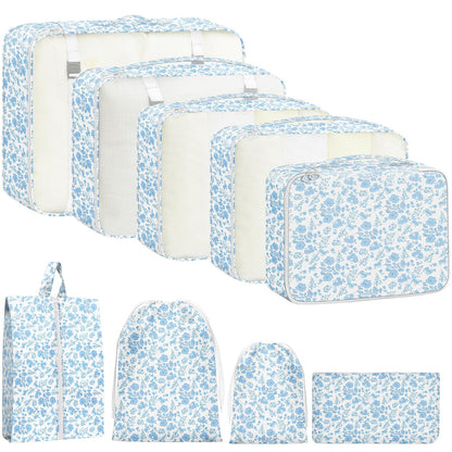 9 Set Packing Cubes for Travel Essentials - Lightweight Carry-On Luggage Organizer Bags with Shoe, Clothes & Laundry Bags for Airplane, Family & Business Travel, Leopard print