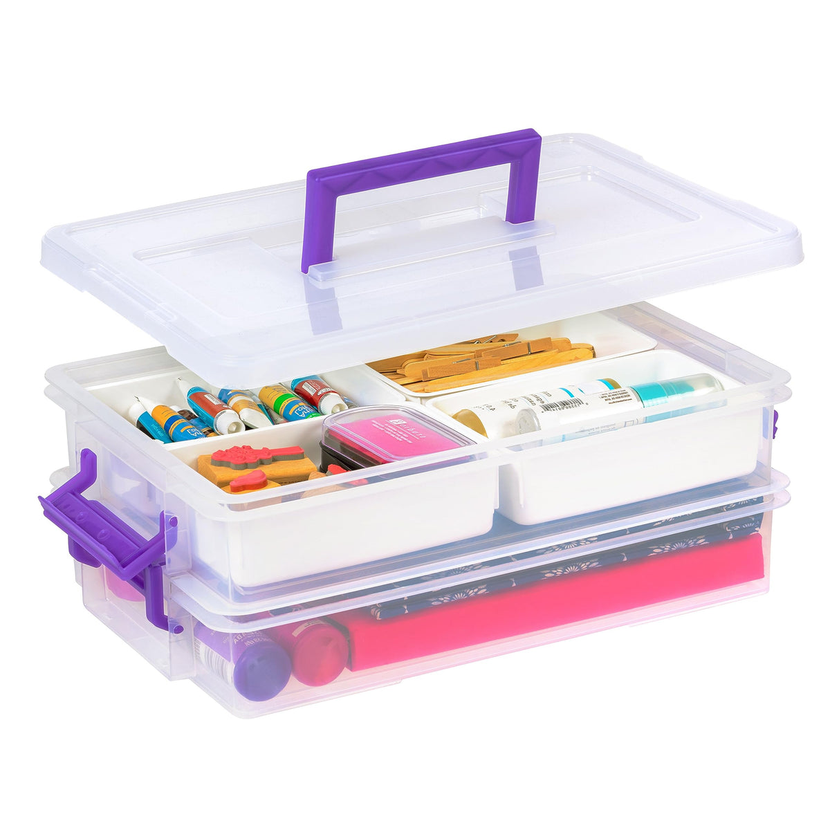 IRIS USA Storage Bins with Lids |Made in USA| 6 Qt - (6-Pack) - Clear