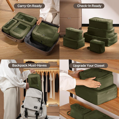 EPICKA TripCozy Compression Packing Cubes, 4 Set, Olive Green