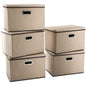 PRANDOM Large Collapsible Storage Bins with Lids [3-Pack] Linen/Cotton Blend Foldable Storage Boxes Organizer Containers Baskets Cube with Cover for Home Bedroom Closet Office Nursery(17.7x11.8x11.8)