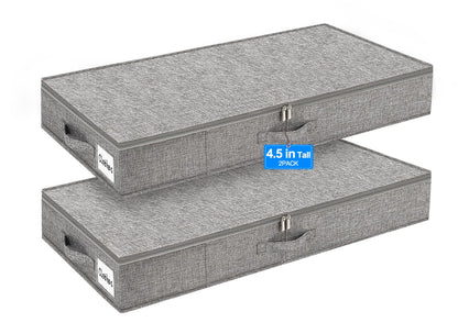 punemi 6 in Tall Under Bed Storage Containers with Lids, 2 Pack, Grey