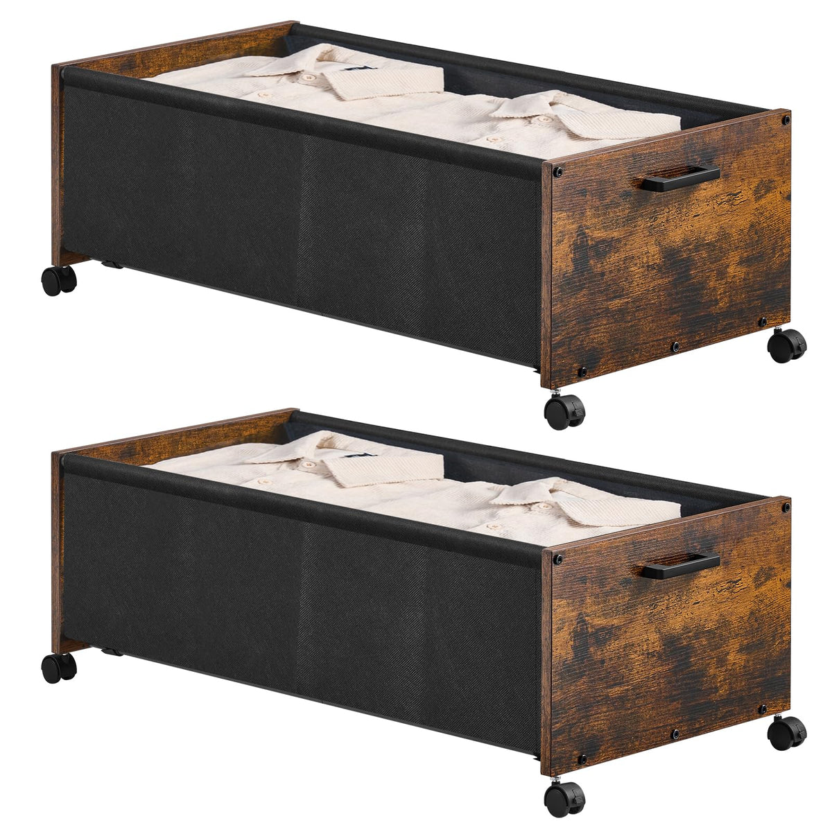 Wooden Under Bed Storage Drawer with Wheels for Space-Saving Storage