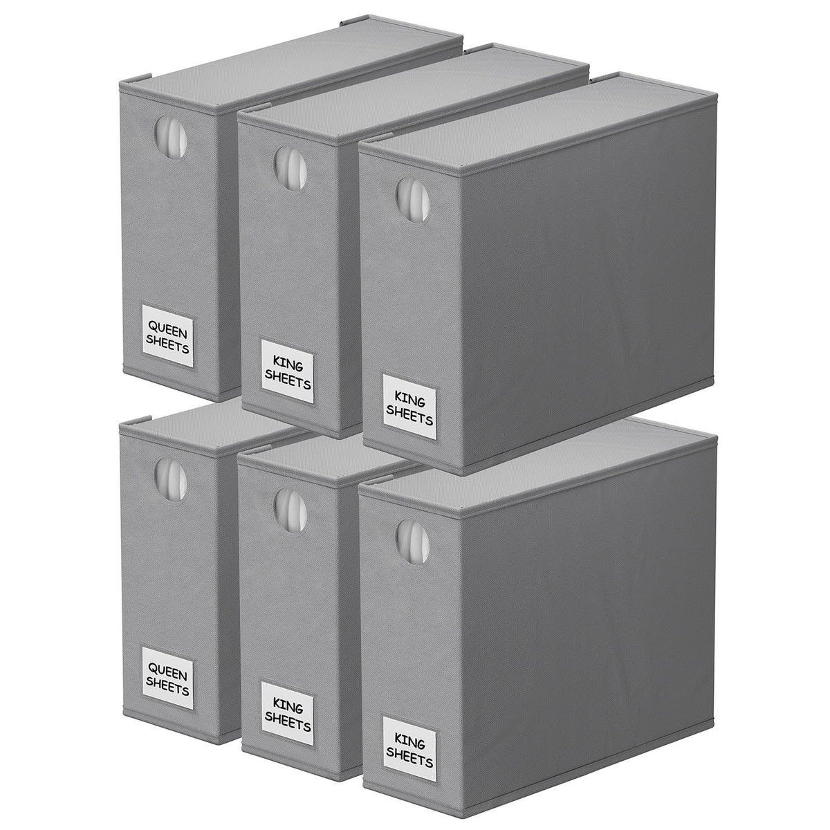 SpaceAid 4 Pack Bed Sheet Organizers and Storage, Foldable Organizer for Linen Closet, Sheets Set Folder Keeper with Window XL (Queen & King Size) Organizing Bedding Container, Gray 91ZDSN-SL01-G4