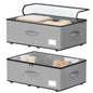 EE-RoomWorld Under Bed Storage with Wheels, No Assemble Required 5.5 inches height beige under bed storage bins,Low Profile Rolling Underbed Shoe Storage containers，dorm underbed storage drawers