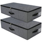 Under Bed Storage Bins with Lids, Closet Organizers, Foldable Under-bed Storage Baskets for Sheets, Clothes, Quilts, Sweaters, Wrapping Paper, 29x15x7inch, Black Gray, 2PCS