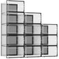 Kuject X-Large Shoe Storage Boxes 12 Pack, Clear Stackable Shoe Organizer
