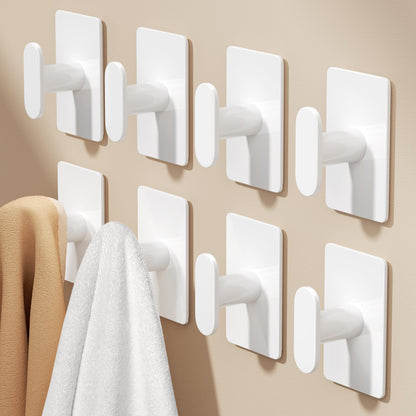 pickpiff Adhesive Towel Hooks: 20LB Extra Strong Wall Hanger, White 4 Pack