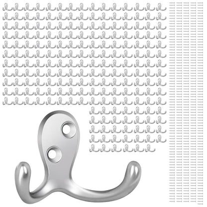 Homanu 14 Pack Black Coat Hooks Wall Mounted Double Prong with 28 Screws
